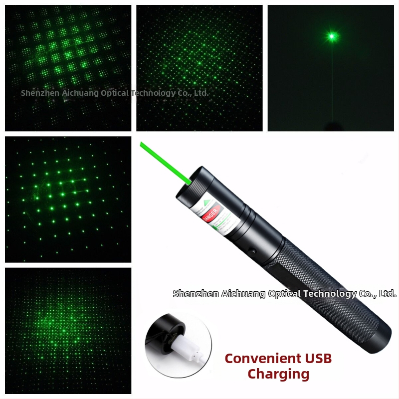 USB nabíjateľné laserové pero 303 — vysoký výkon; dosah lúča 3000 m; vlnová dĺžka 532 nm; Značka: Kaimi Poetry; Autorizované súkromné značky: Áno