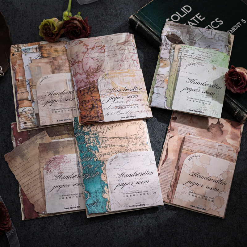 Naljepnice za dnevnik – Serija Handwritten Paper Room, 20 listova, 6 dizajna, skandinavski stil