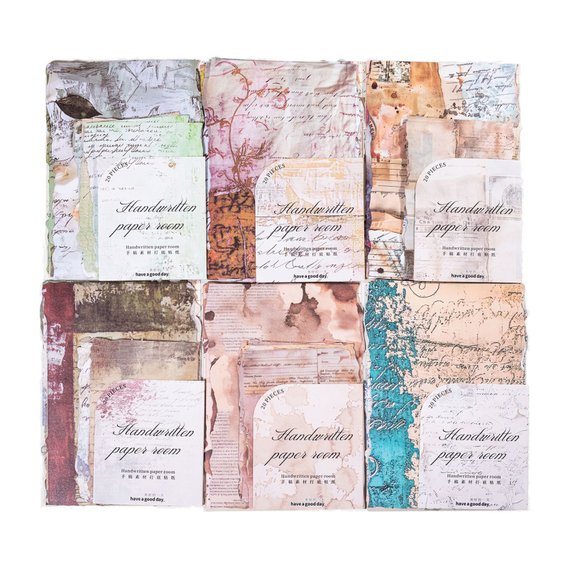 Naljepnice za dnevnik – Serija Handwritten Paper Room, 20 listova, 6 dizajna, skandinavski stil