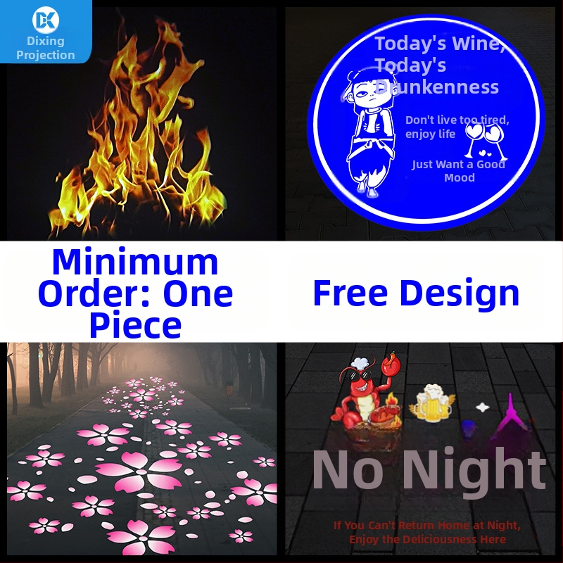 Propagačné reklamné svetlo pre vitrínovú predajňu s otočným logom a bezpečnostným indikačným svetlom; dynamická projekcia kvetov a rýb
