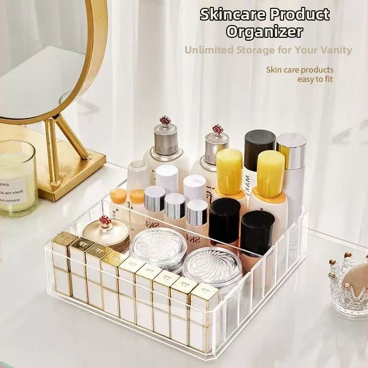 Επιτραπέζιος οργανωτής καλλυντικών με θήκες για κραγιόν, βερνίκι νυχιών και παλέτα σκιών· πλαστικό, στυλ light luxury, βάρος 240–800 g