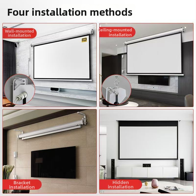 Električno projekcijsko platno 16:9 s daljinskim upravljačem, automatskim podizanjem, na zid