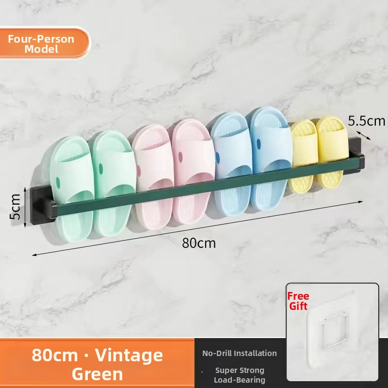 Nástenný stojan na papuče do kúpeľne, bez vŕtania, model xw-703, nordický štýl, kov, 5 cm odstup