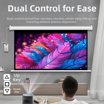 Elektrická projekčná obrazovka na stenu s diaľkovým ovládaním, automatické zdvíhanie, 16:9, 4K Ultra HD
