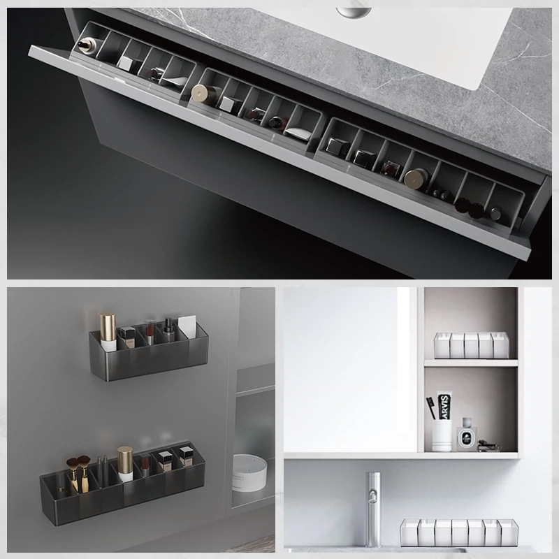 Dulap oglindă de baie montat pe perete, raft înclinat pentru ruj, depozitare de cosmetice, plastic, marcă Hisa