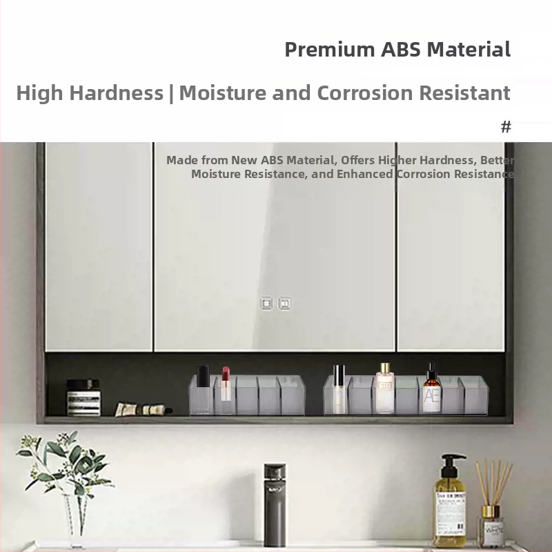 Dulap oglindă de baie montat pe perete, raft înclinat pentru ruj, depozitare de cosmetice, plastic, marcă Hisa