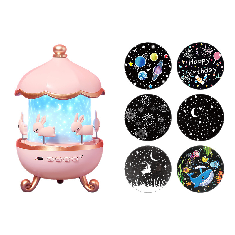 Нощен проектор за звездно небе с музика, USB захранване, ≤36V, дистанционно, пластмасов абажур, Onefire/wanhuo