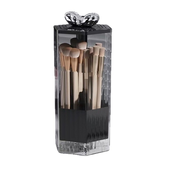 Organizator za make-up četke, plastični, proziran, kapacitet 18, moderni minimalistički stil, otvoreni poklopac