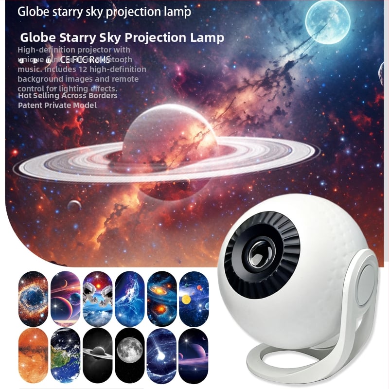 Globe Pro Galaxy Proiector cu difuzor Bluetooth, alimentare USB, telecomandă, lampă de noapte de birou cu cer înstelat