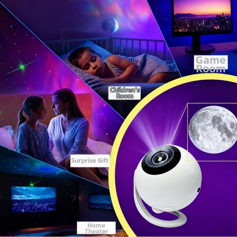 Globe Pro Galaxy Proiector cu difuzor Bluetooth, alimentare USB, telecomandă, lampă de noapte de birou cu cer înstelat