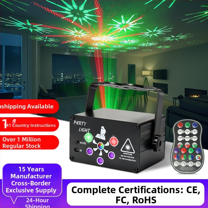 Μίνι φωτιστικό λέιζερ R80 με LED και λέιζερ, αλουμινένιο περίβλημα, ανεμιστήρας ψύξης, τηλεχειριστήριο και φωνητικός έλεγχος; για πάρτι; CE πιστοποίηση; IP00