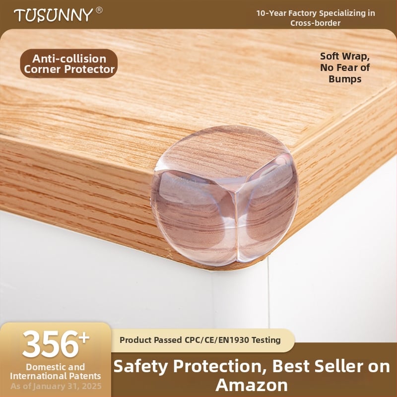 Tusunny сферичен протектор за ъгъл на детска маса — прозрачен силиконов анти-удар предпазител