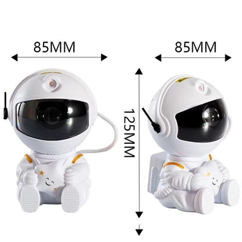 LED projekcijska lampica s astronautom i zvjezdanim nebom; atmosfera magle – tiha, daljinsko upravljanje, USB napajanje