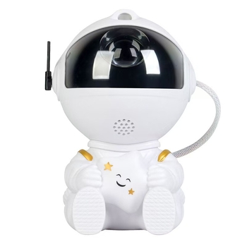 LED projekcijska lampica s astronautom i zvjezdanim nebom; atmosfera magle – tiha, daljinsko upravljanje, USB napajanje