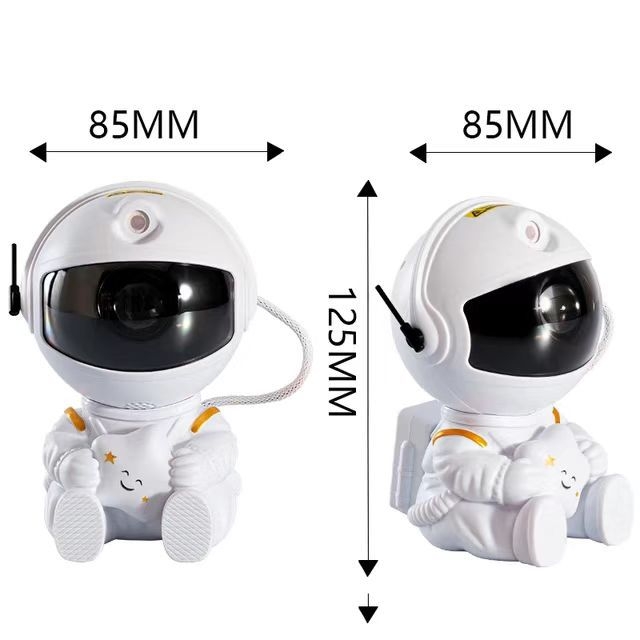 LED projekcijska lampica s astronautom i zvjezdanim nebom; atmosfera magle – tiha, daljinsko upravljanje, USB napajanje