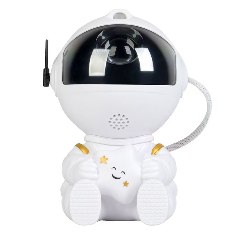 LED projekcijska lampica s astronautom i zvjezdanim nebom; atmosfera magle – tiha, daljinsko upravljanje, USB napajanje