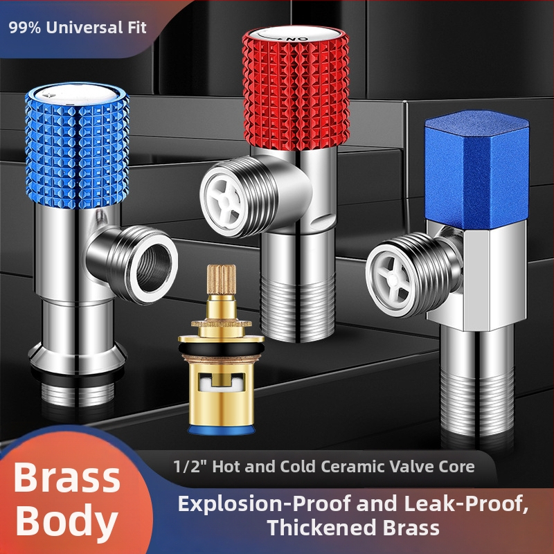 Valvă unghiulară din cupru, design îmbunătățit, pentru apă caldă și rece, supapă cu trei căi, filetată, model XL-005, diametru interior 20 mm