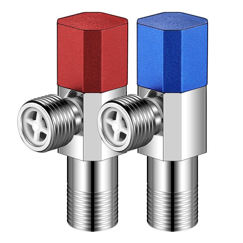 Valvă unghiulară din cupru, design îmbunătățit, pentru apă caldă și rece, supapă cu trei căi, filetată, model XL-005, diametru interior 20 mm