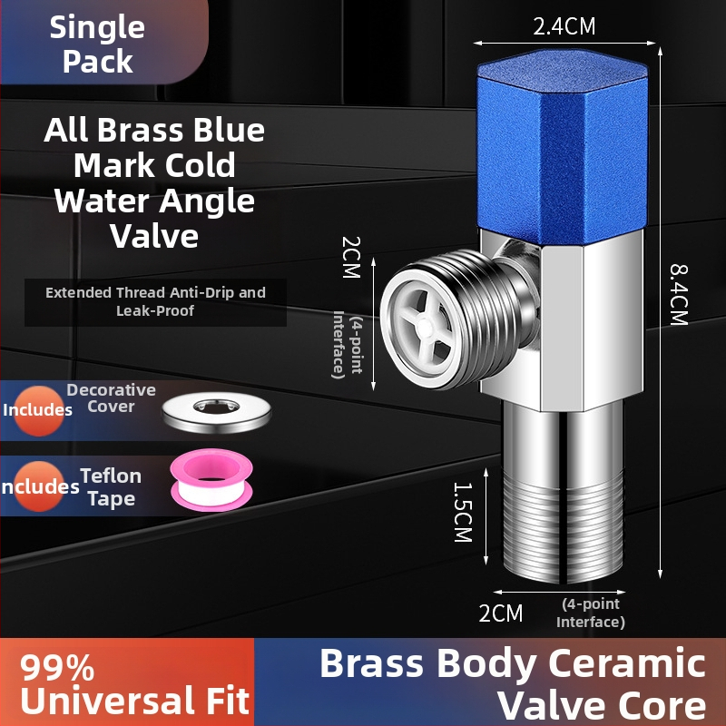 Valvă unghiulară din cupru, design îmbunătățit, pentru apă caldă și rece, supapă cu trei căi, filetată, model XL-005, diametru interior 20 mm