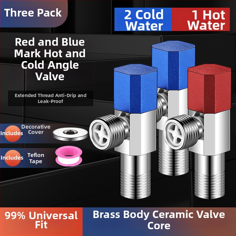 Valvă unghiulară din cupru, design îmbunătățit, pentru apă caldă și rece, supapă cu trei căi, filetată, model XL-005, diametru interior 20 mm