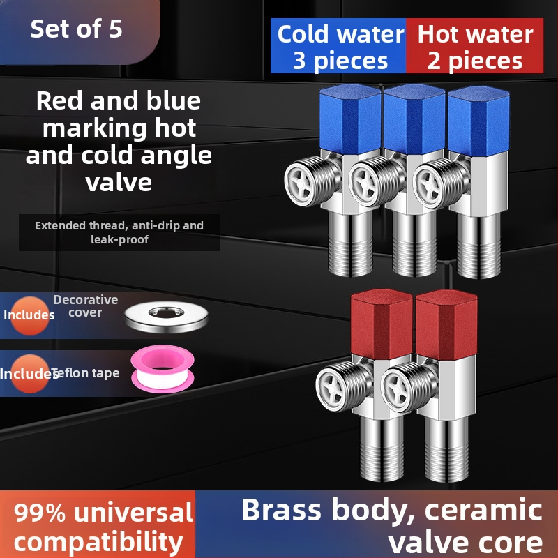 Valvă unghiulară din cupru, design îmbunătățit, pentru apă caldă și rece, supapă cu trei căi, filetată, model XL-005, diametru interior 20 mm