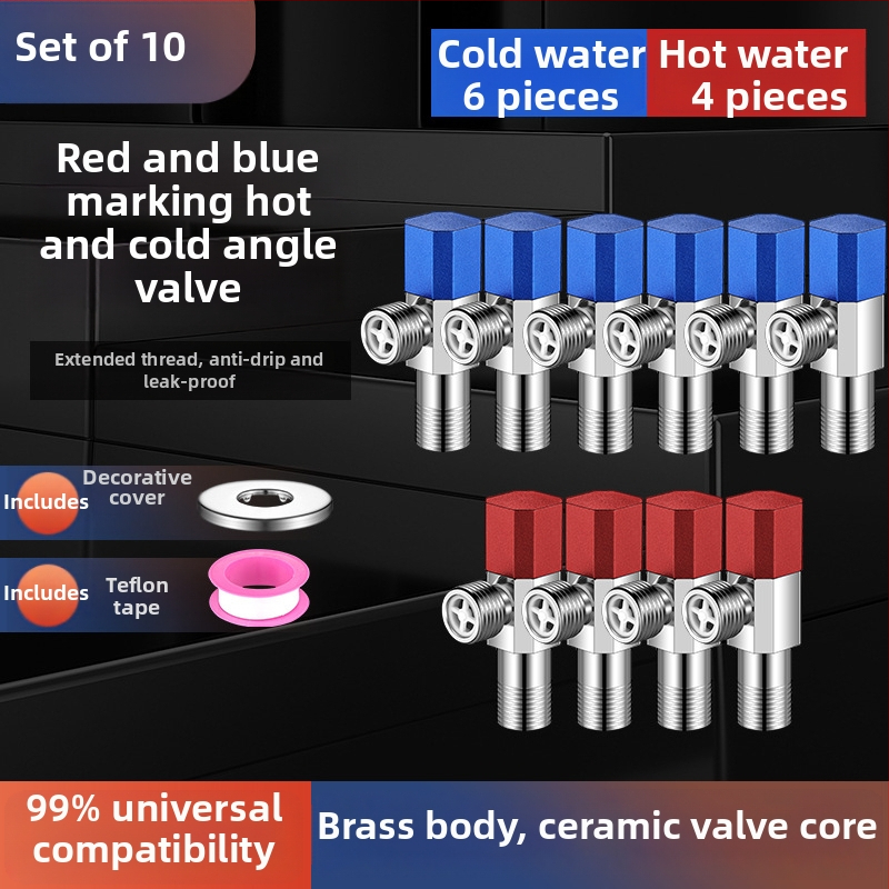Valvă unghiulară din cupru, design îmbunătățit, pentru apă caldă și rece, supapă cu trei căi, filetată, model XL-005, diametru interior 20 mm