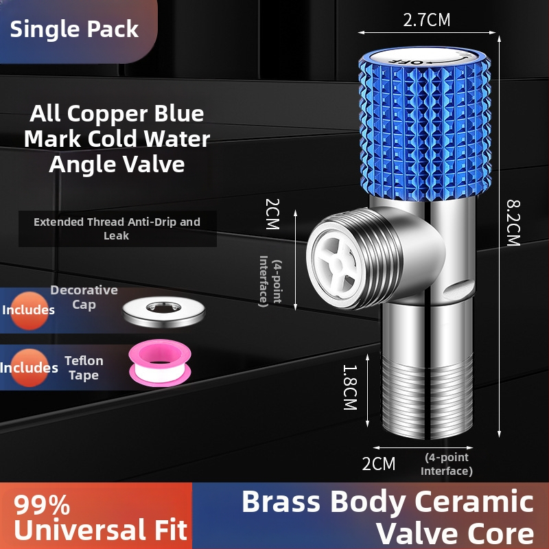 Valvă unghiulară din cupru, design îmbunătățit, pentru apă caldă și rece, supapă cu trei căi, filetată, model XL-005, diametru interior 20 mm