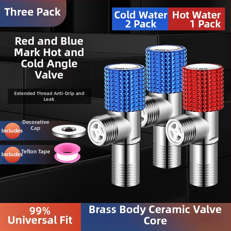 Valvă unghiulară din cupru, design îmbunătățit, pentru apă caldă și rece, supapă cu trei căi, filetată, model XL-005, diametru interior 20 mm