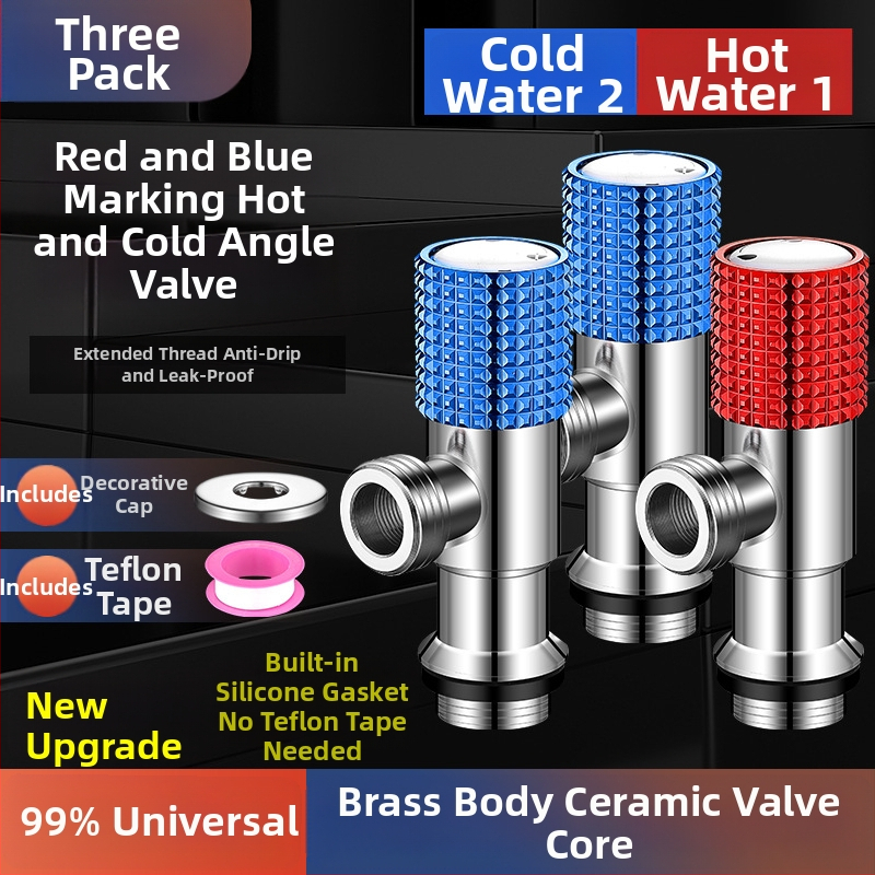 Valvă unghiulară din cupru, design îmbunătățit, pentru apă caldă și rece, supapă cu trei căi, filetată, model XL-005, diametru interior 20 mm