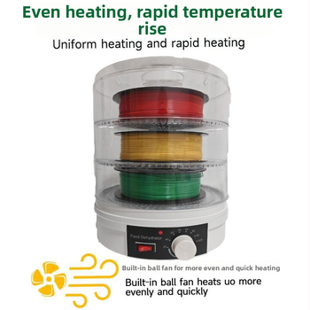 Домашно сушилно устройство за консумативи за 3D принтер, цилиндрично, капацитет 5–10 кг, 1 слой, 350W, механично управление, до 480 минути