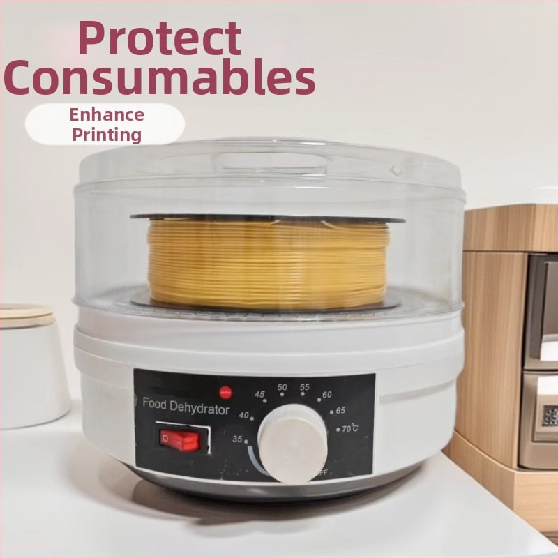Домашно сушилно устройство за консумативи за 3D принтер, цилиндрично, капацитет 5–10 кг, 1 слой, 350W, механично управление, до 480 минути