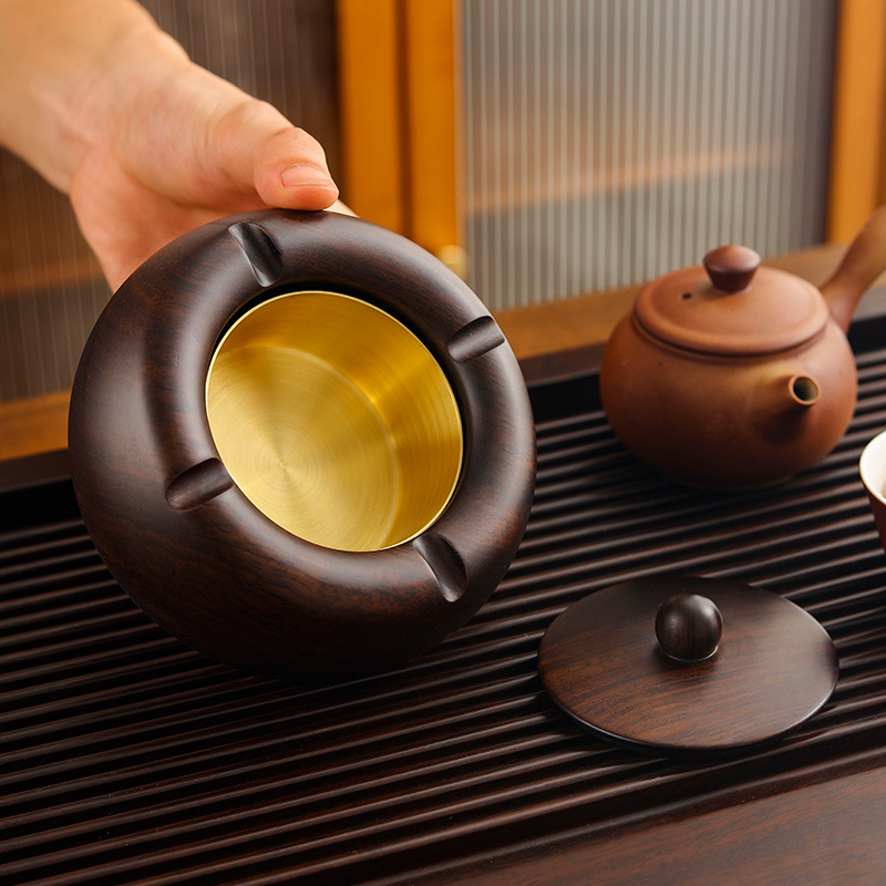 Scrumieră din lemn, stil chinezesc și stil chinezesc nou, cu capac, imprimare logo, 60 bucăți