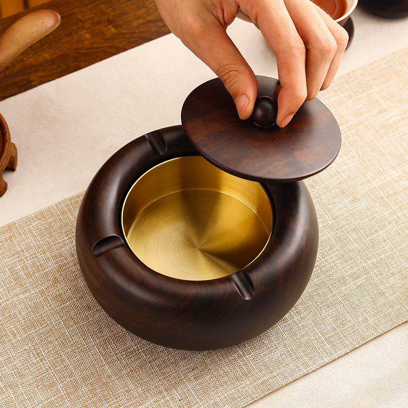 Scrumieră din lemn, stil chinezesc și stil chinezesc nou, cu capac, imprimare logo, 60 bucăți