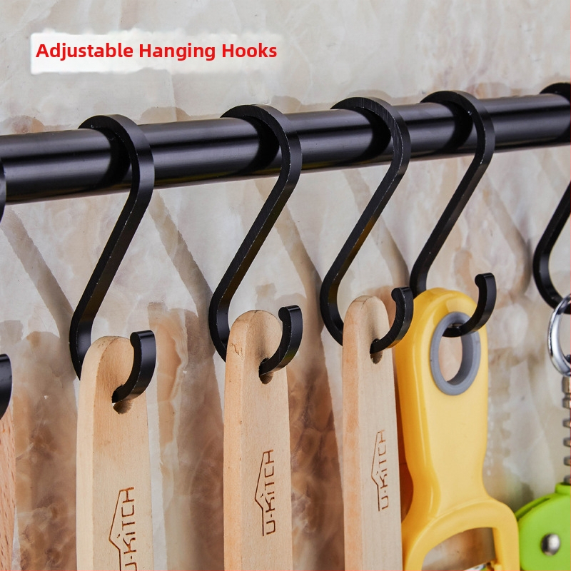 Hliníkový kuchynský vešiak na stenu, bez vŕtania, nosnosť 30 kg, jednovrstvový, oxidovaný povrch