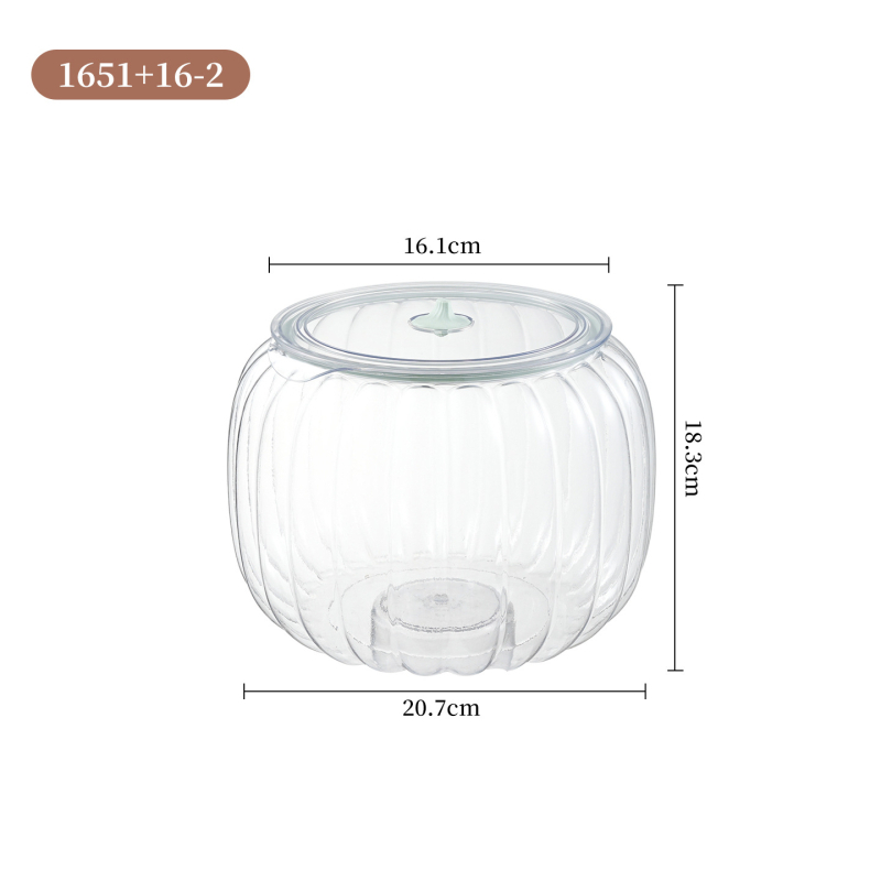 Container de depozitare din plastic, etanș, în formă de dovleac, transparent pentru orez și cereale (Capacitate: 5L+, Origine: Taizhou)