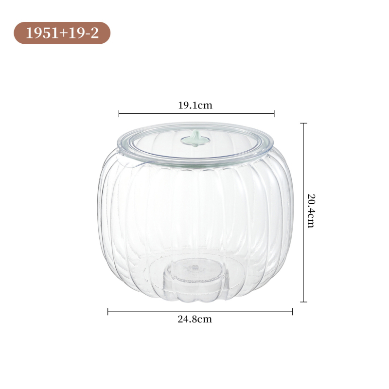 Container de depozitare din plastic, etanș, în formă de dovleac, transparent pentru orez și cereale (Capacitate: 5L+, Origine: Taizhou)