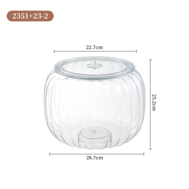 Container de depozitare din plastic, etanș, în formă de dovleac, transparent pentru orez și cereale (Capacitate: 5L+, Origine: Taizhou)
