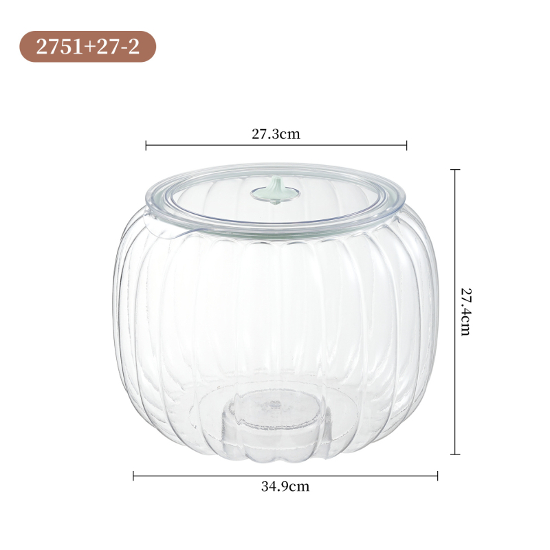 Container de depozitare din plastic, etanș, în formă de dovleac, transparent pentru orez și cereale (Capacitate: 5L+, Origine: Taizhou)