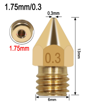 MK8 Dusa za 3D pisač - Oštar vrh, Materijal: krom-zirkonij bakar, Graviranje na površini, Značka Record Work