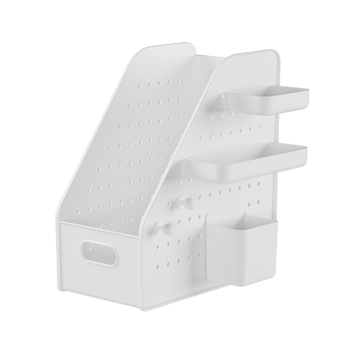 Suport plastic pentru cărți cu placă perforată – montare pe birou, 1 nivel, depozitare pentru birou sau dormitor, multipurpose