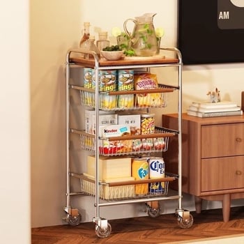 Coloană de depozitare pe 5 etaje, cu bază pe podea, rotativă și mobilă, din plastic, fără găuri