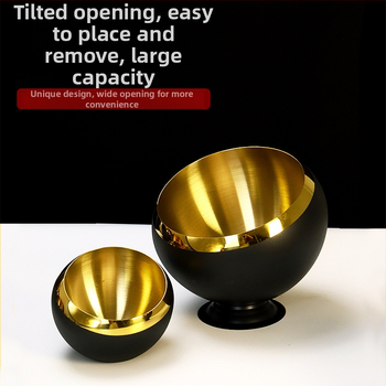 KY coș de birou din oțel inoxidabil cu spațiu de depozitare și scrumieră — stil minimalist chinezesc