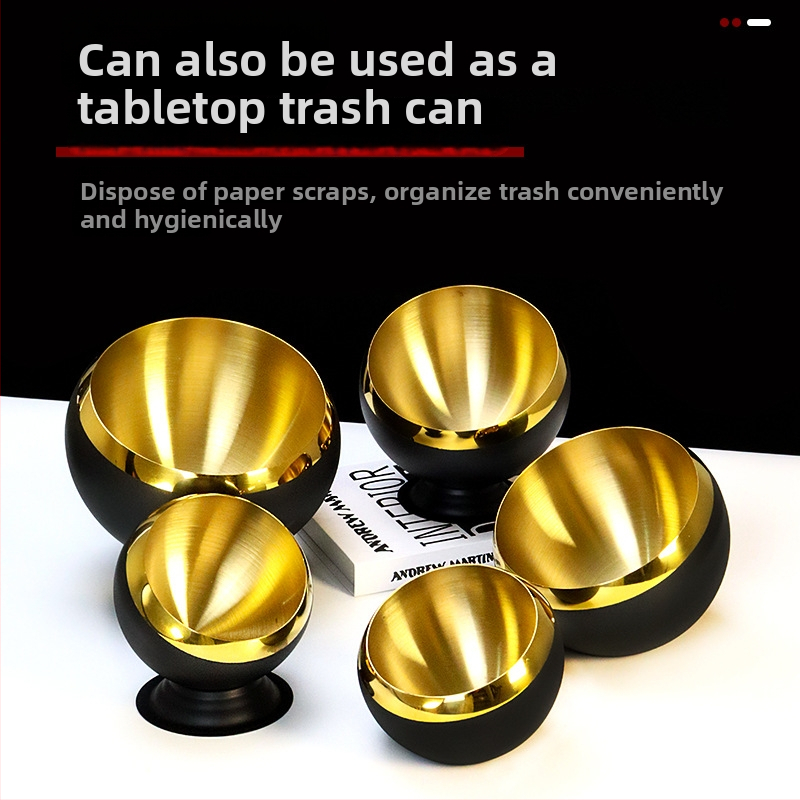 KY coș de birou din oțel inoxidabil cu spațiu de depozitare și scrumieră — stil minimalist chinezesc