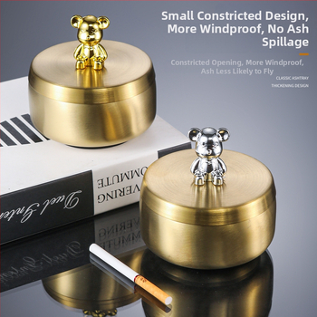 Cenușar din oțel inoxidabil cu capac, rezistent la vânt, anti-vărsare, imprimare cu logo