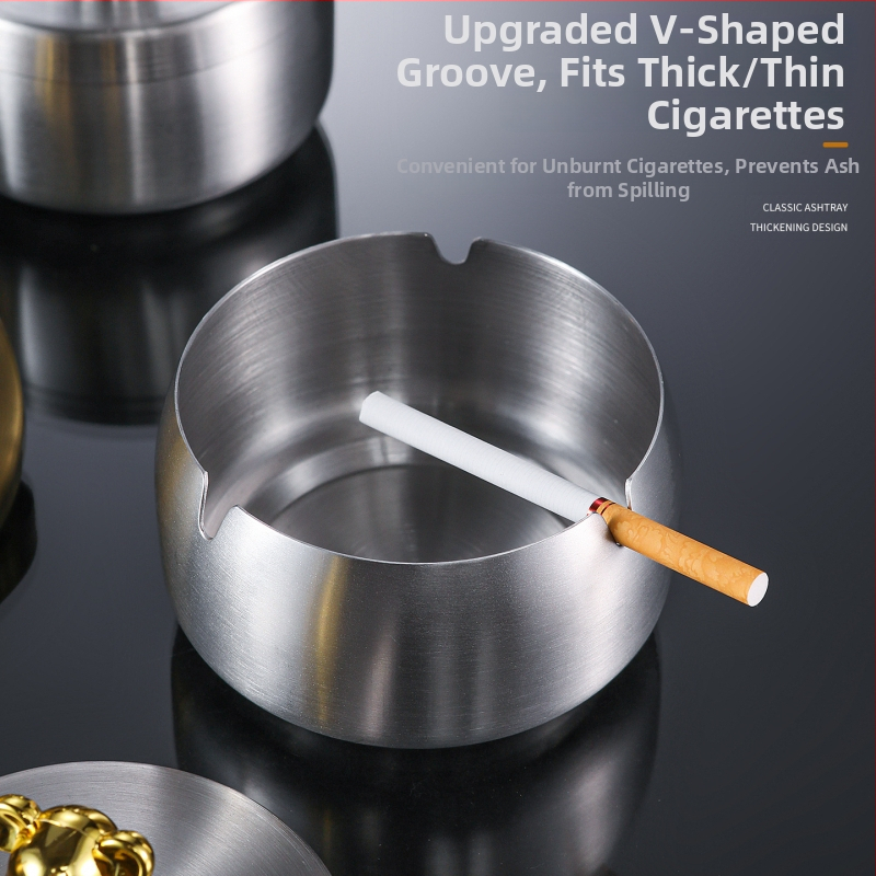 Cenușar din oțel inoxidabil cu capac, rezistent la vânt, anti-vărsare, imprimare cu logo