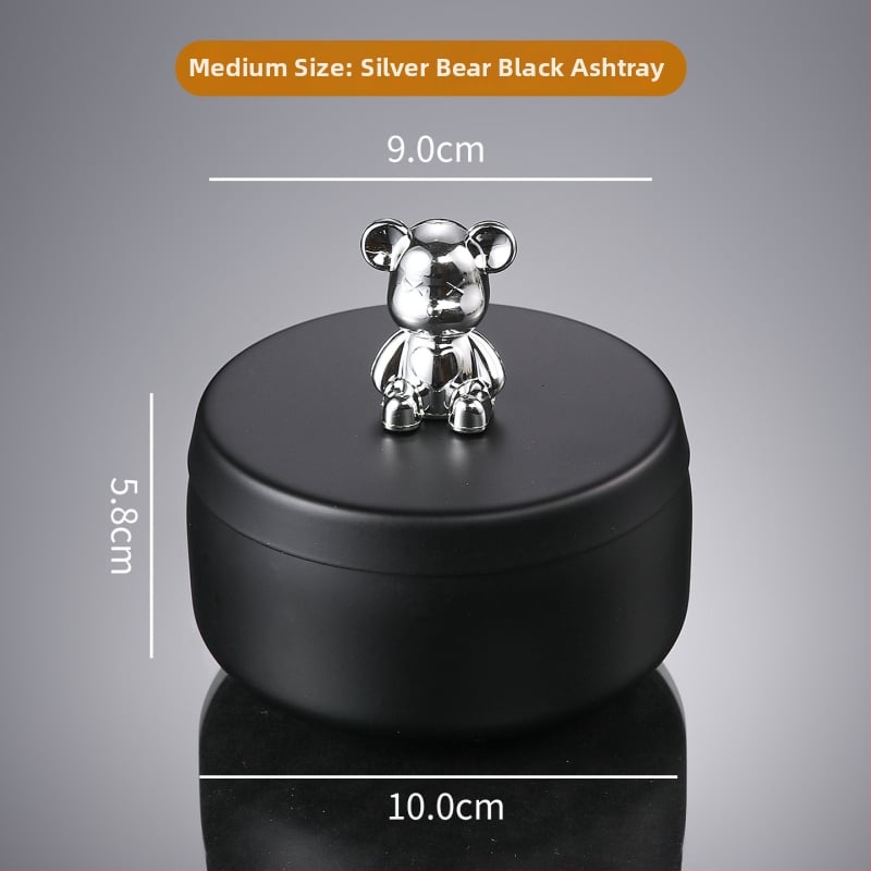 Cenușar din oțel inoxidabil cu capac, rezistent la vânt, anti-vărsare, imprimare cu logo