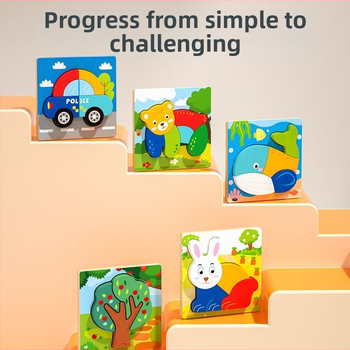 Puzzle 3D din lemn pentru sugari și copii mici, cu personalizare logo OEM