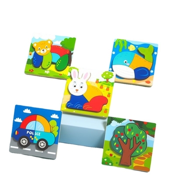 Puzzle 3D din lemn pentru sugari și copii mici, cu personalizare logo OEM