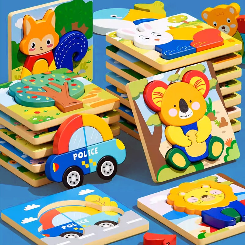 Puzzle 3D din lemn pentru sugari și copii mici, cu personalizare logo OEM