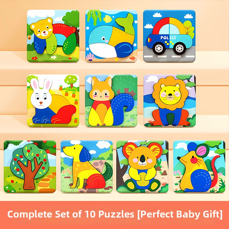 Puzzle 3D din lemn pentru sugari și copii mici, cu personalizare logo OEM